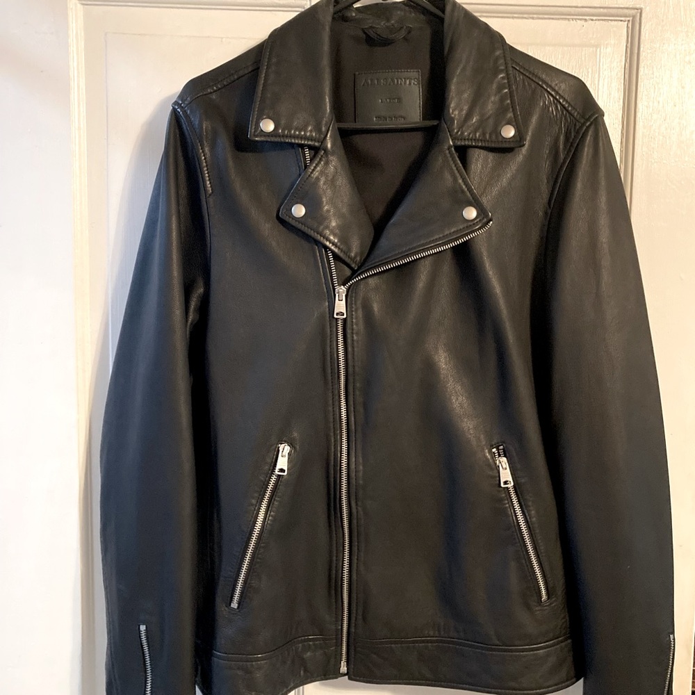 All Saints Men’s Leather Jacket. Tyson Biker jacket. Large.